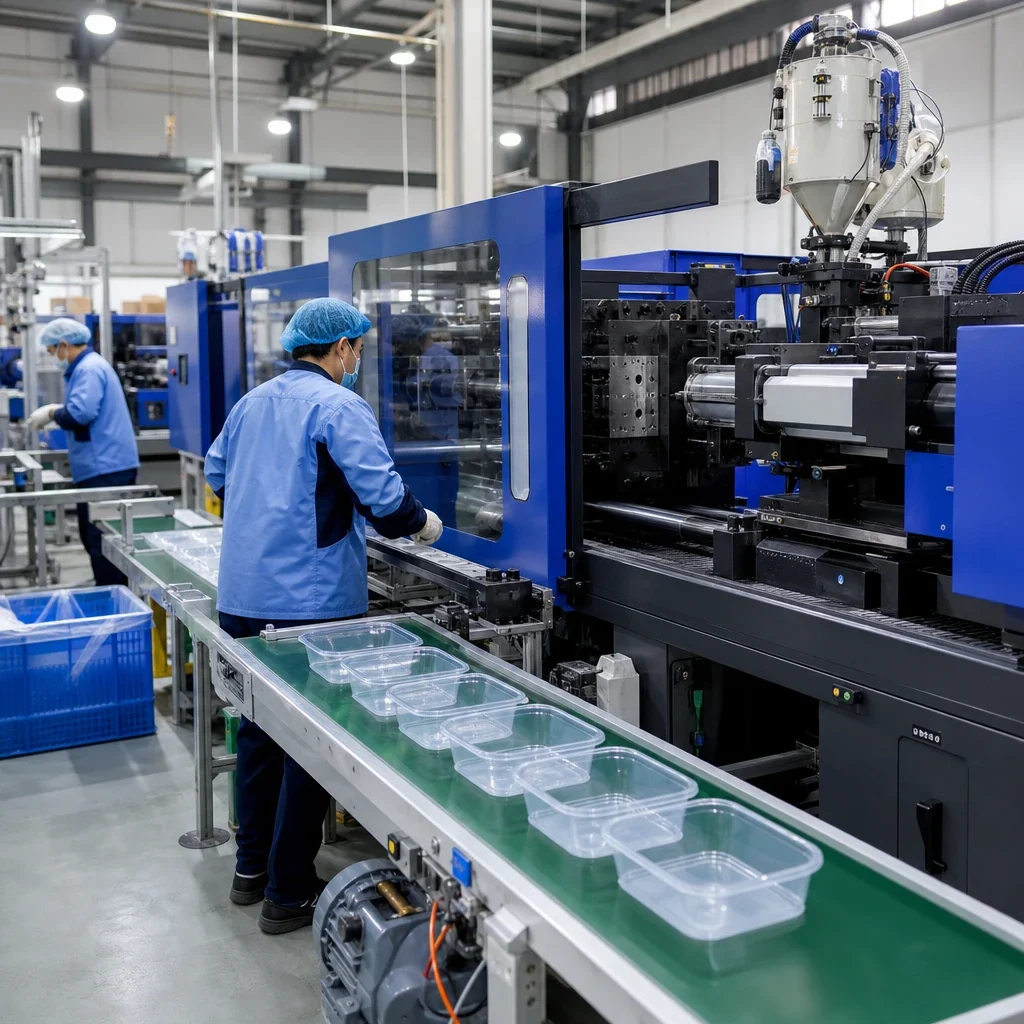 Food packaging production line inside our factory