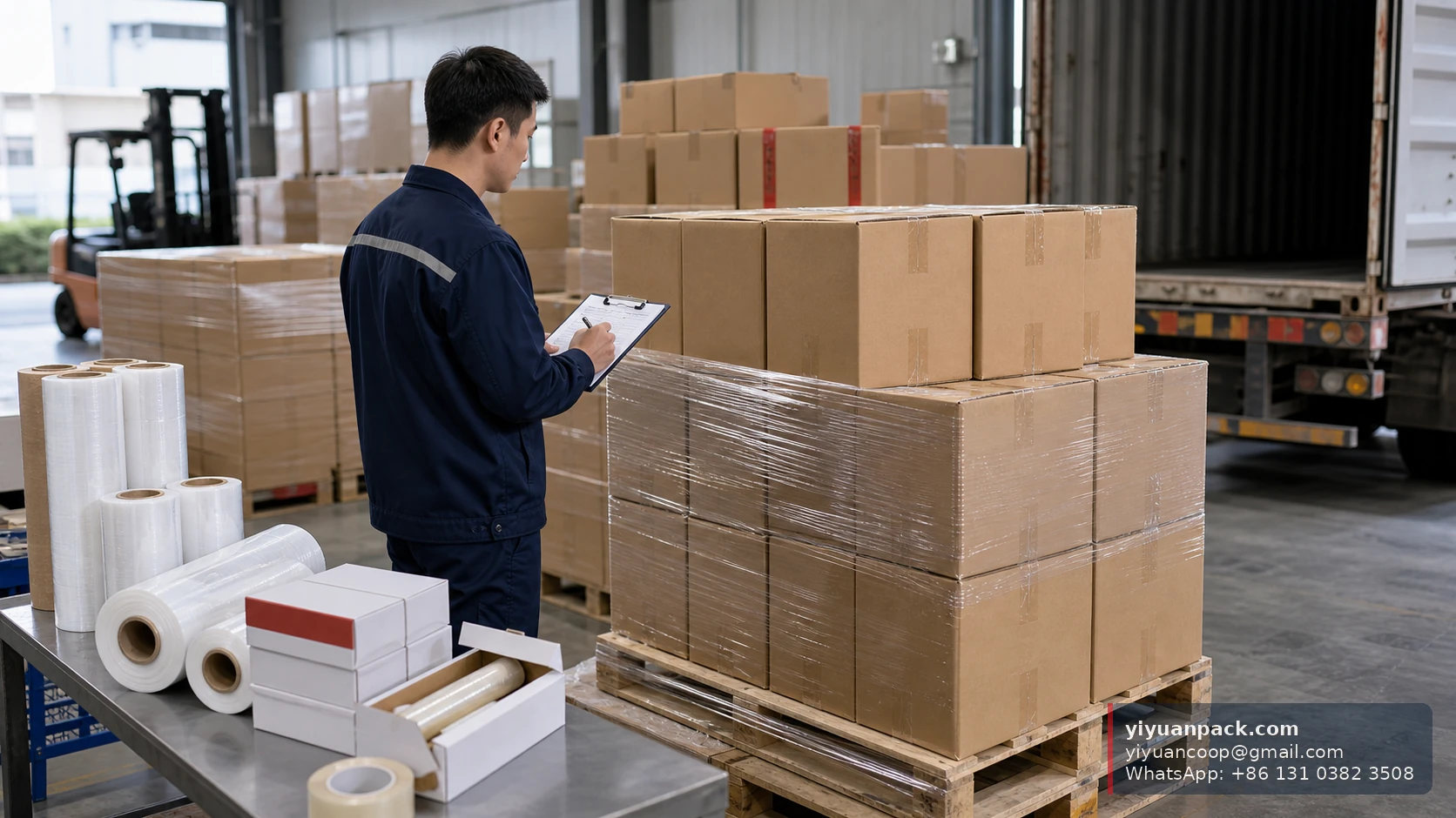 China cling film supplier preparing private label cutter boxes cartons and export packing for wholesale order