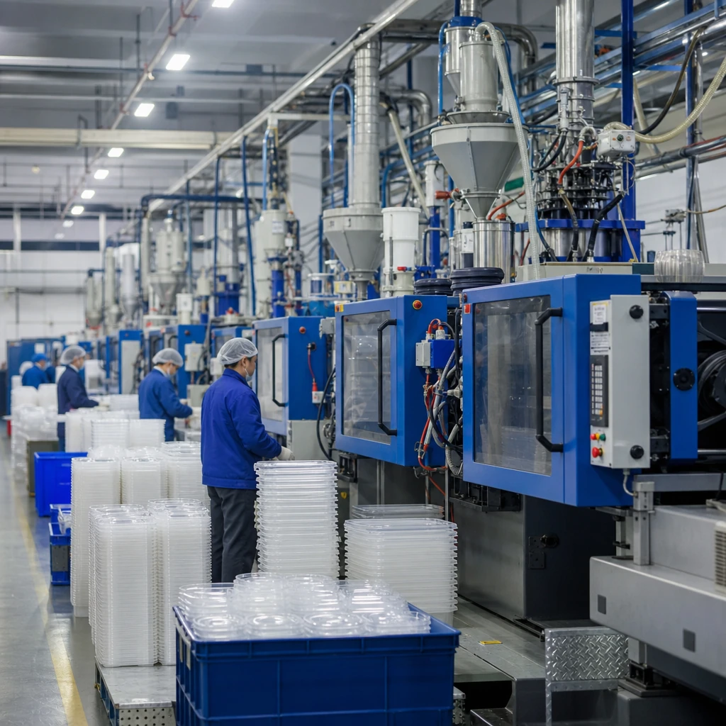 Main production workshop with injection molding lines